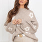 Sweater - Adalee - Floral Design - Black/Beige - Suitable for Multiple Seasons