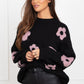 Sweater - Adalee - Floral Design - Black/Beige - Suitable for Multiple Seasons