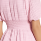 Women's V-Neck Midi Dress with Puff Sleeves for Summer