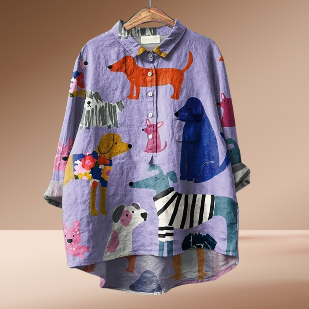 Lilly - Exclusive blouse with dog print for women