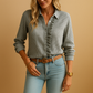 Women's Striped Ruffle Blouse