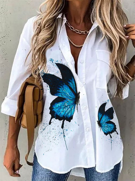 Blouse with butterfly print for Spring 2025