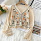 Long-sleeved floral cardigan