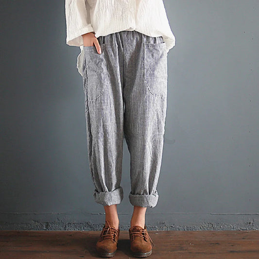 Imperia - Oversized cotton linen trousers