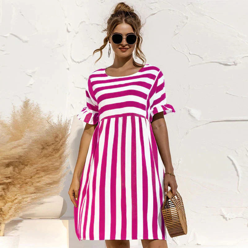 LONYA - Striped Short Sleeve Dress for Women