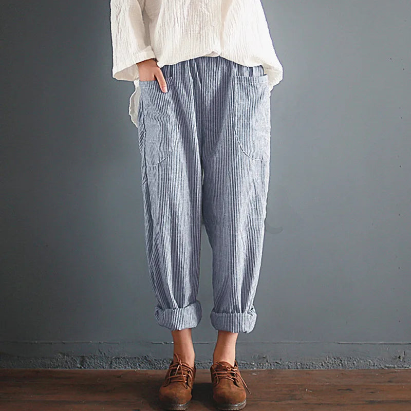Imperia - Oversized cotton linen trousers