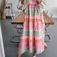 Boho Maxi Dress with Ethnic Pattern – Breezy V-Neck Dress with Wide Sleeves for Women