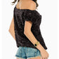 Trendy Shoulder T-Shirt with Sequins for Summer Nights - GlamGlanz