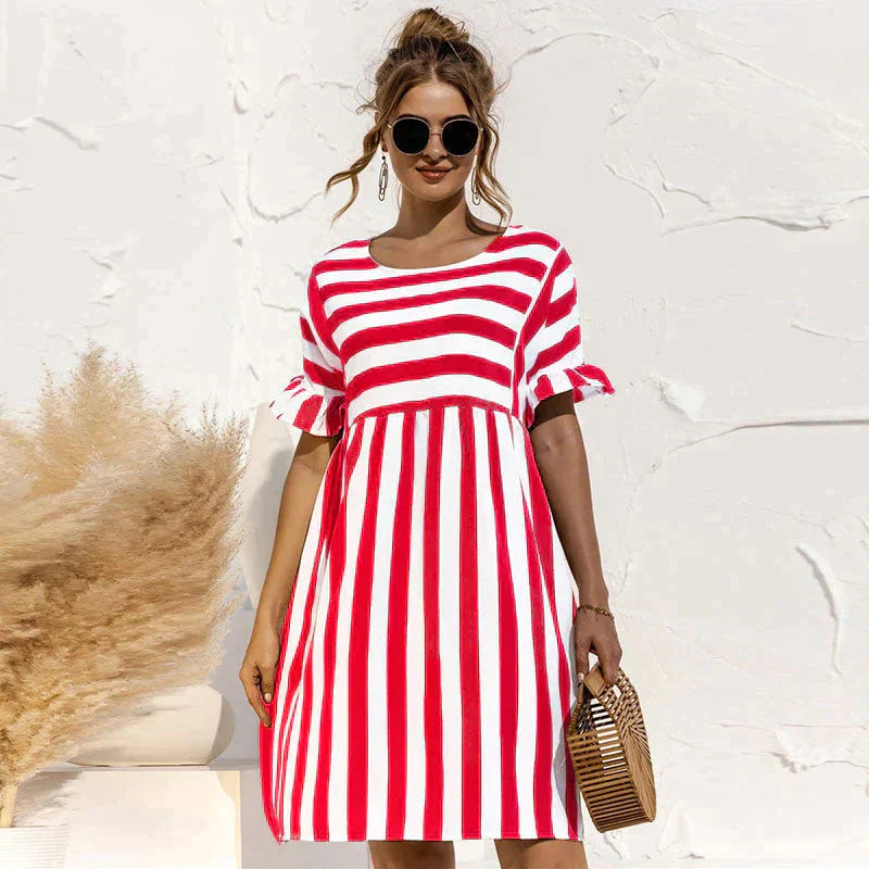 LONYA - Striped Short Sleeve Dress for Women