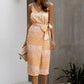 Celeste - Printed V-neck dress with belt
