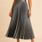 Satin Pleated High-Waist Skirt