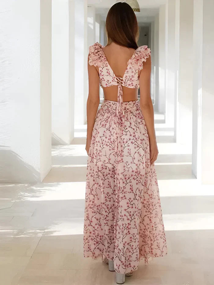 Dakota - Maxi dress with ruffles on the shoulders