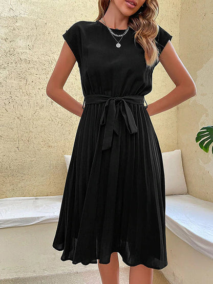 Claire - Short-sleeved pleated casual mini dress for Summer 2023