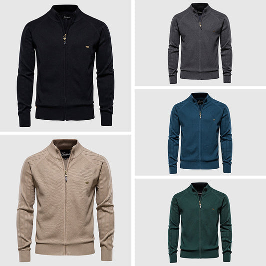 Zyan – Men's Full Zip Cardigan Sweater in Cotton