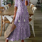 Boho Maxi Dress with Floral Pattern – Airy Summer Dress with V-Neck and 3/4 Sleeves