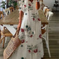 Boho Maxi Dress with Floral Pattern – Airy Summer Dress with V-Neck and 3/4 Sleeves