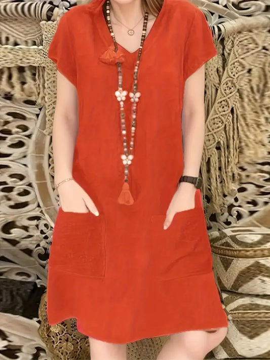 Karen – Casual Short-Sleeved Simple Spring Dress