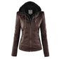 Melody – Faux Leather Biker Jacket with Hood