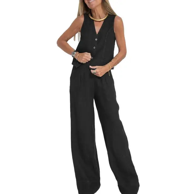 Tinley - stylish chic loose set [vest + pants]