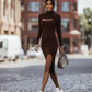 Fern - Elegant fitted knitted dress with long sleeves