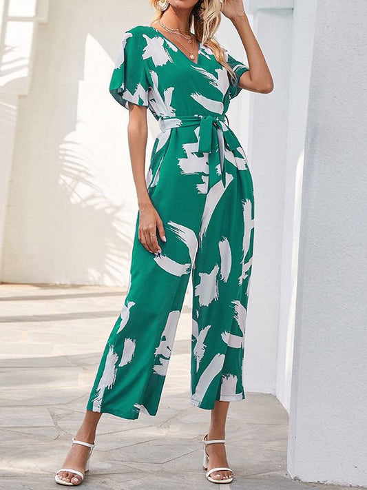 Olive - Elegant chiffon style jumpsuit with wide legs