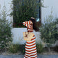 Eva - Knitted Striped Backless Maxi Dress