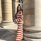 Eva - Knitted Striped Backless Maxi Dress