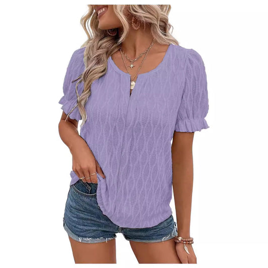 Lighty & Stylish Women's Puffy Sleeve Shirt with Lace Detail – Noemi