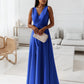 Gretchen - Ladies Single Color V-Neck Long Dress