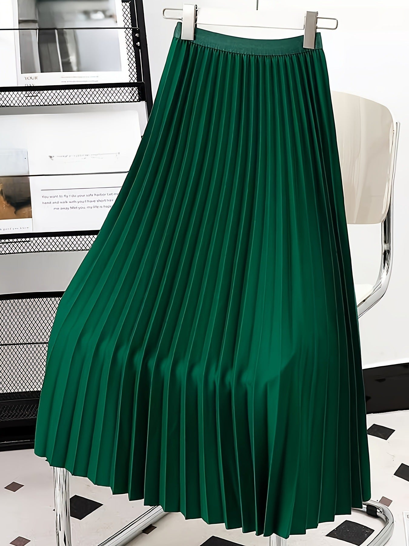 Satin Pleated High-Waist Skirt