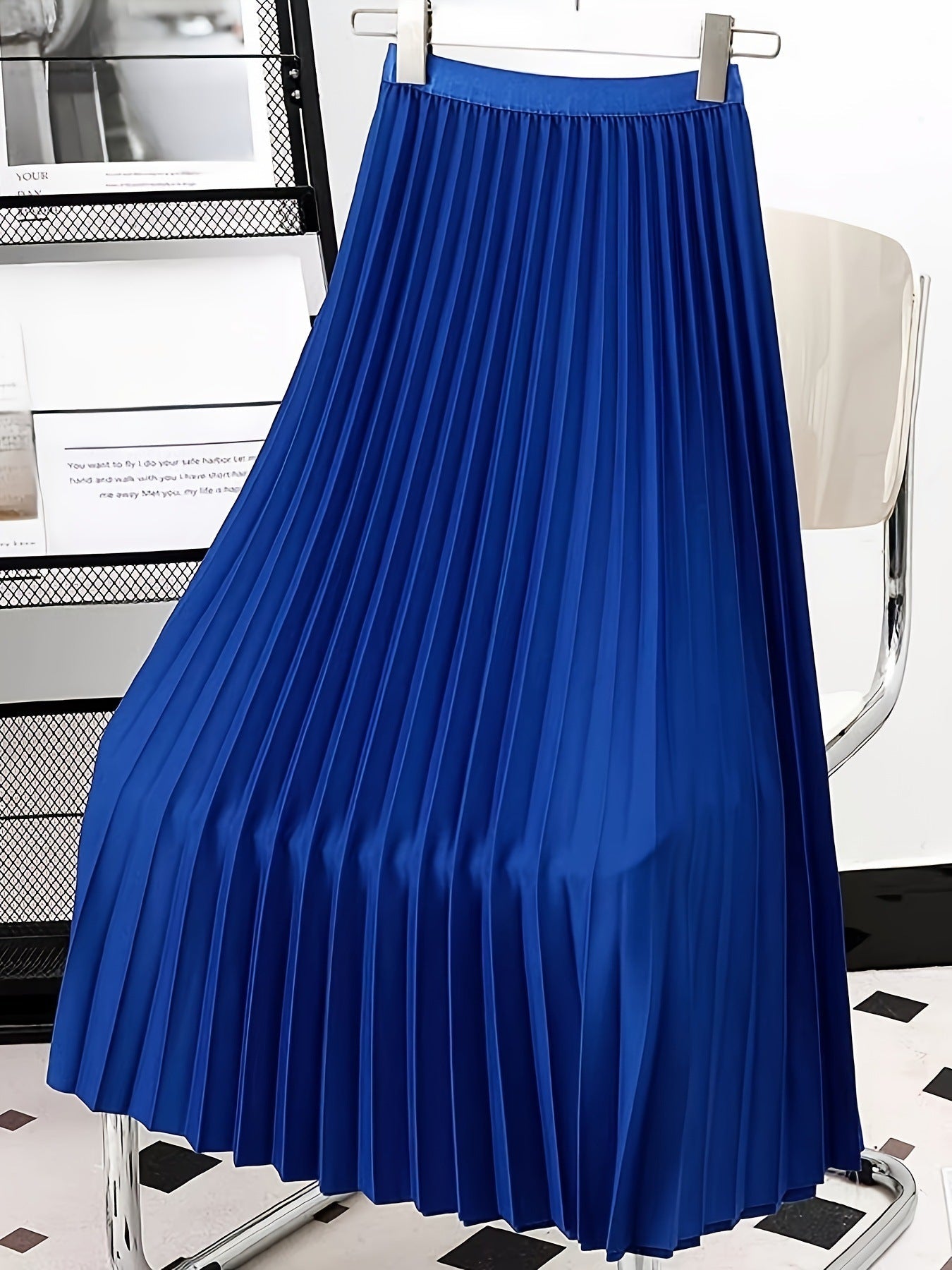 Satin Pleated High-Waist Skirt
