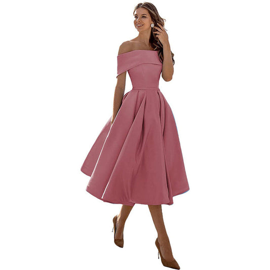Relaxed satin evening gown for women - Caelynae