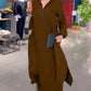Vina - Casual solid colored dresses with V-neck and long sleeves