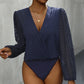 Ayeshi | V-Neck Casual Pleated Bodysuit Top - Chic & Comfortable