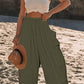 Louinda - Wide leg trousers in cotton and linen with elasticated waistband and pockets