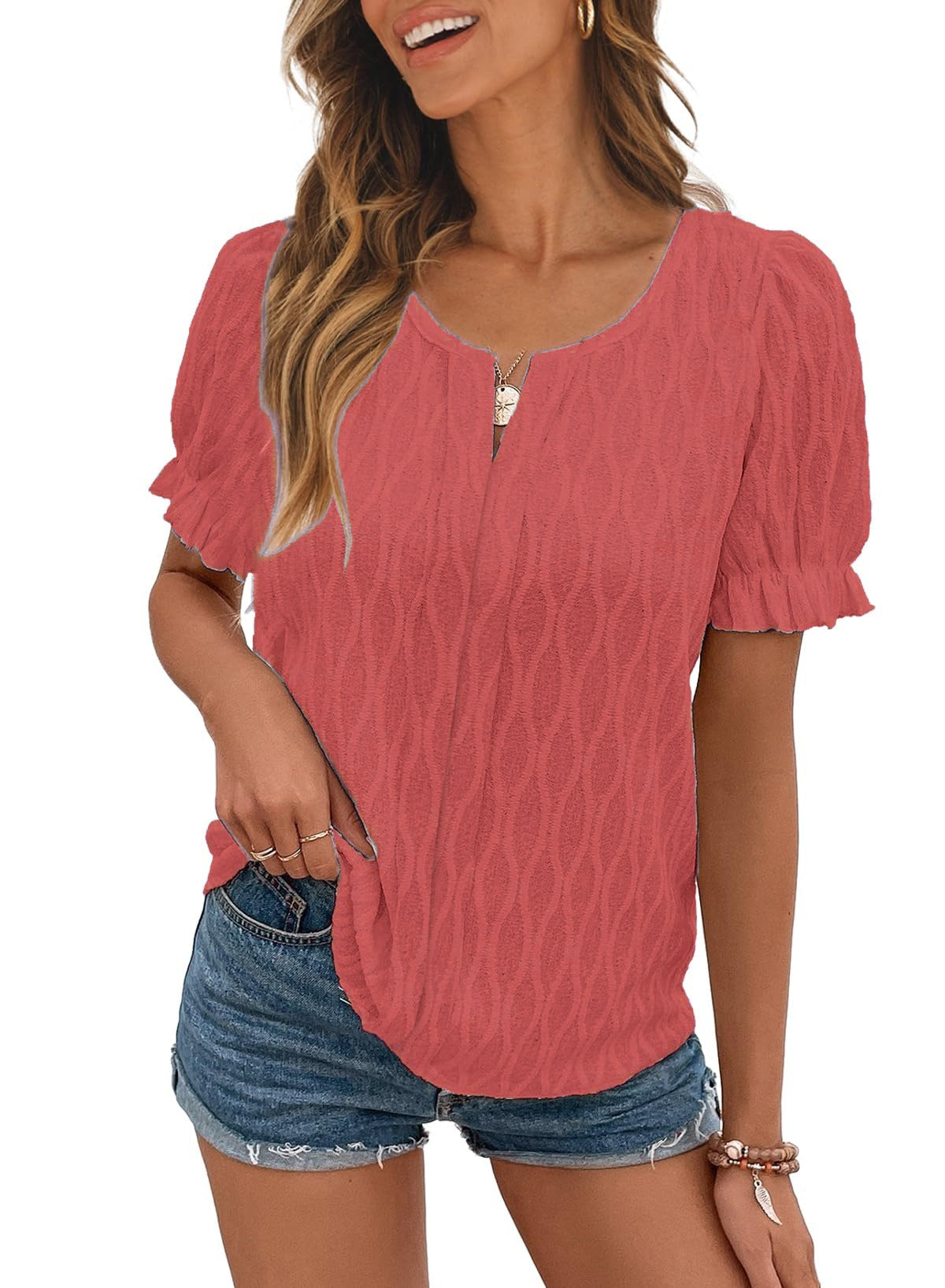 Lighty & Stylish Women's Puffy Sleeve Shirt with Lace Detail – Noemi
