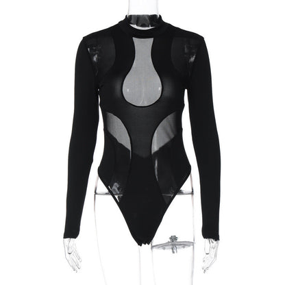 Trendy women's bodysuit with cut-outs and mesh inserts – Nayeli