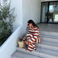 Eva - Knitted Striped Backless Maxi Dress
