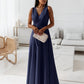 Gretchen - Ladies Single Color V-Neck Long Dress