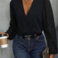 Ayeshi | V-Neck Casual Pleated Bodysuit Top - Chic & Comfortable