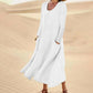 Velly - Plain colored dress with long sleeves and a round neckline