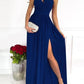 Clarisse - Elegant one shoulder dress with sexy high cut slit