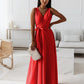 Gretchen - Ladies Single Color V-Neck Long Dress