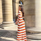 Eva - Knitted Striped Backless Maxi Dress