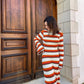 Eva - Knitted Striped Backless Maxi Dress