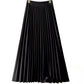 Satin Pleated High-Waist Skirt