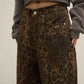 Amina - Stylish denim jeans with leopard print