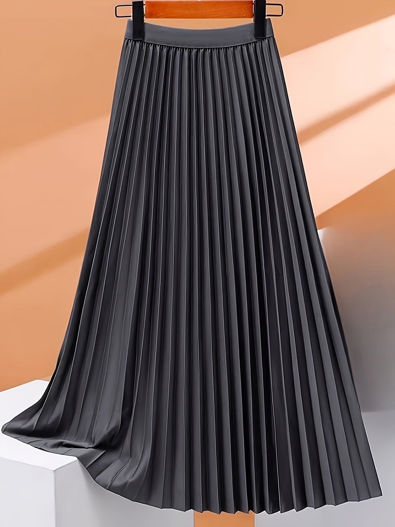 Satin Pleated High-Waist Skirt