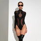 Trendy women's bodysuit with cut-outs and mesh inserts – Nayeli