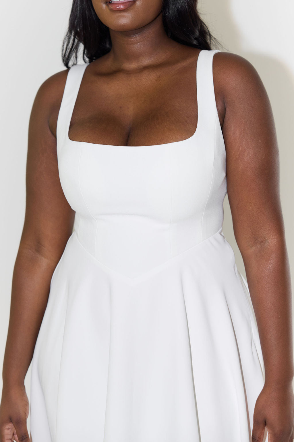 Women's Sleeveless Midi Dress with Square Neckline for Summer